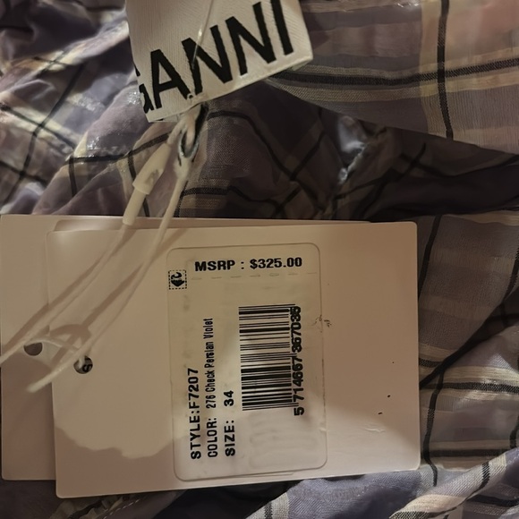 GANNO | Seersucker Plaid Midi Dress In Check Persian Violet Size 34 - Picture 7 of 9